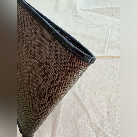 FENDI Mini ZUCCA Leather Bifold Credit Card Gold Tone Logo Wallet - Picture 3 of 11